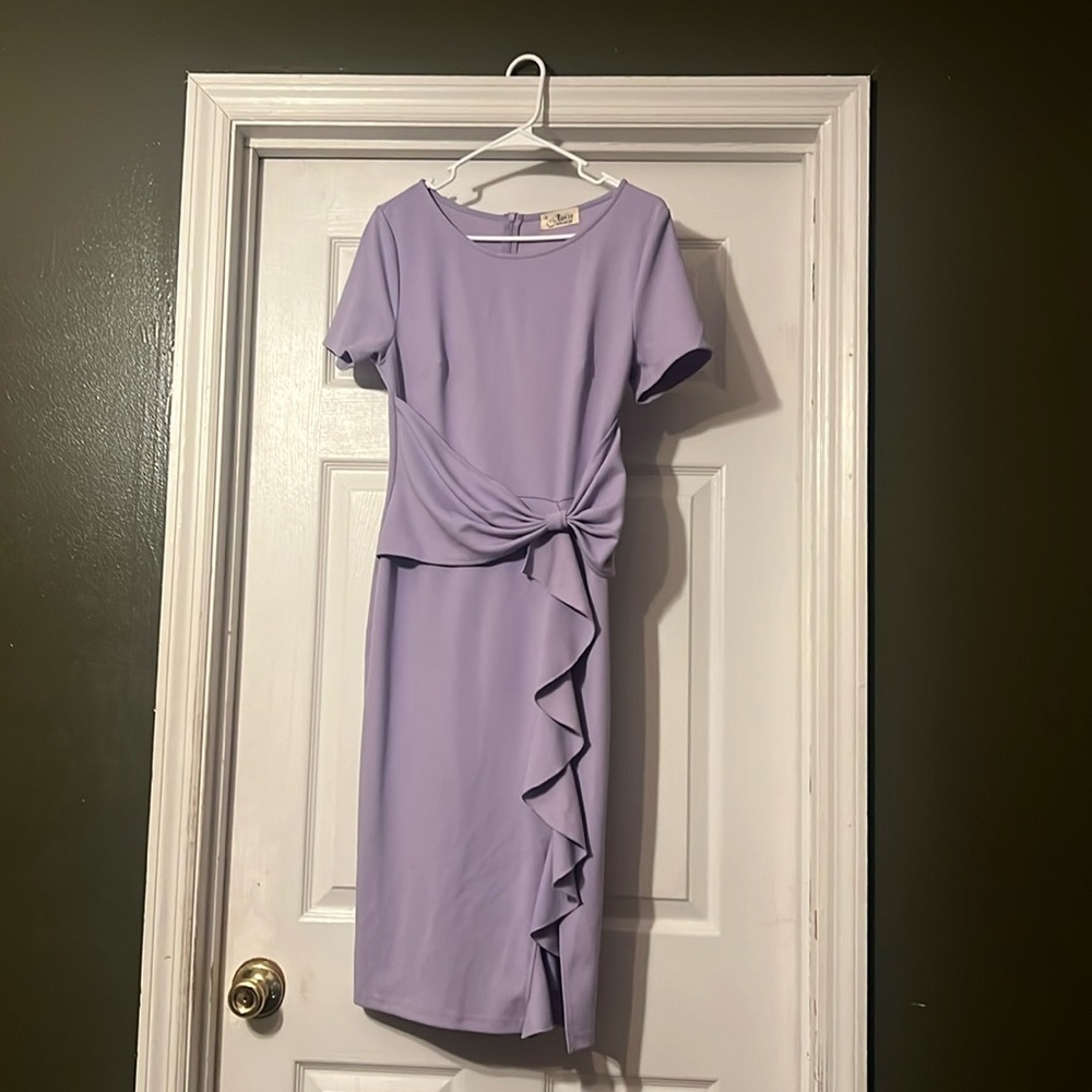 AISIZE Women's 50s Vintage Ruffle Peplum Cocktail Pencil Knee Dress size S